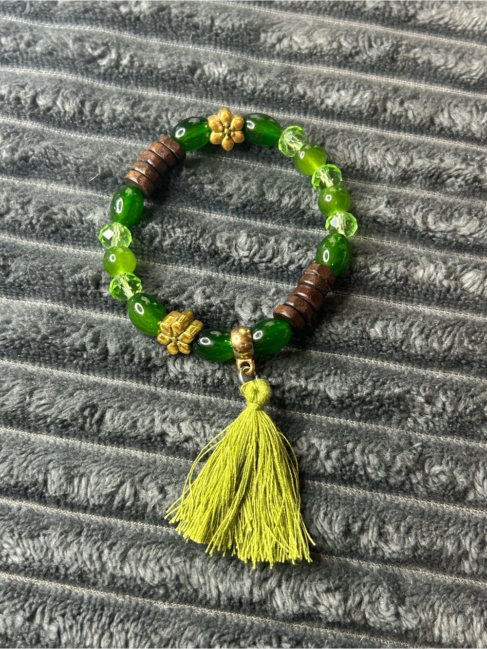 Mixed Green Beaded Stretch Bracelet